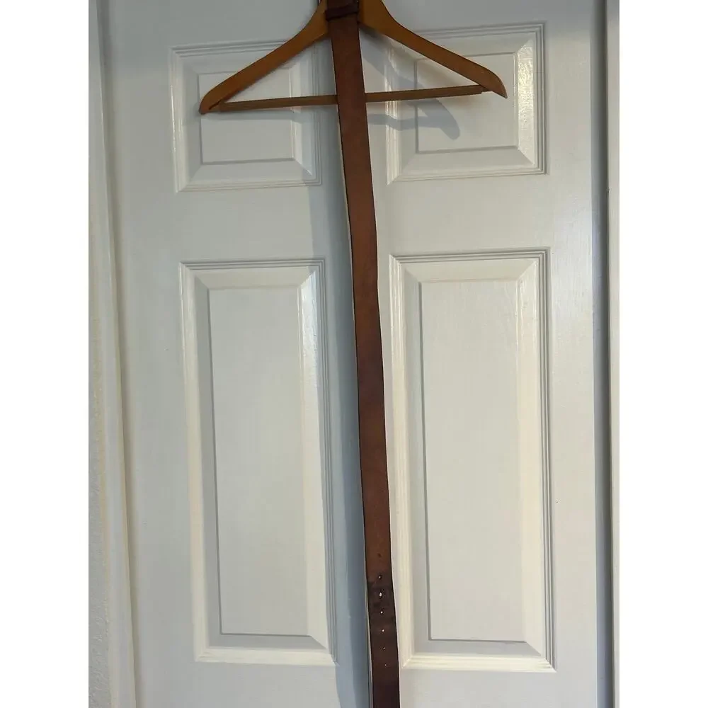 Round Heavy Brass Cross Buckle with Brown Leather Belt - Picture 5 of 10